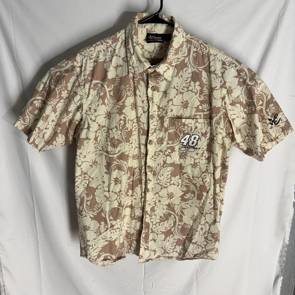 Jimmie Johnson #48 Hawaiian Button Down Shirt Mens Large Chase Authentic Nascar